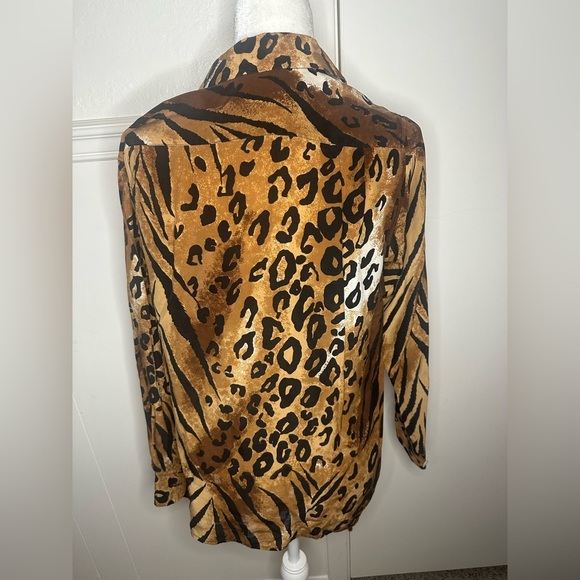 FU DA Leopard Print 100% Silk Shirt size S - Picture 4 of 9